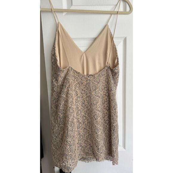 ZARA Beige Gray Lace Spaghetti Strap Lined Slip Dress size Small - Picture 11 of 11